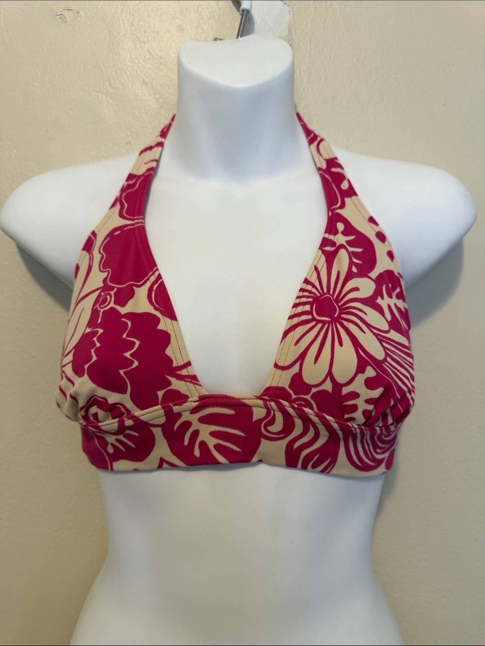 Victoria's Secret Halter Bikini Top in Fuchsia and Cream Floral